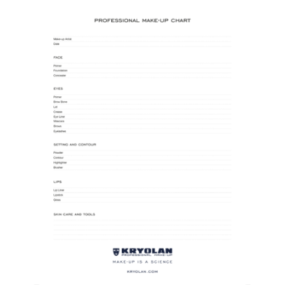 Kryolan Professional Make Up Charts